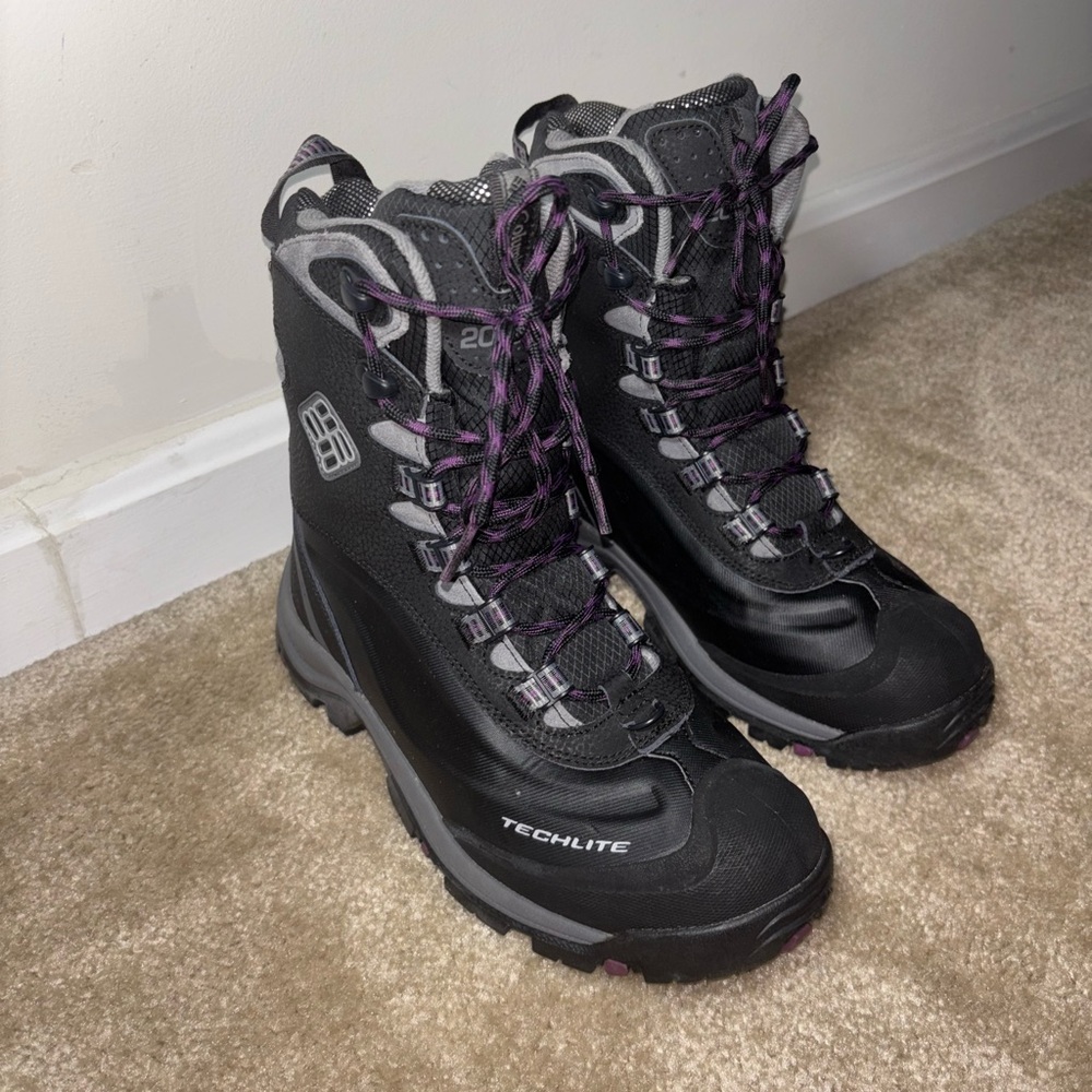 Columbia Black and Purple Winter Boots with Rugged Sole